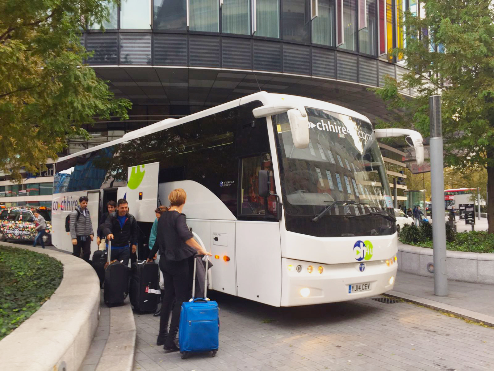 Football supporters travelling by coach to Emirates Stadium